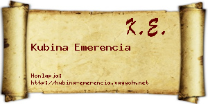 Kubina Emerencia névjegykártya
